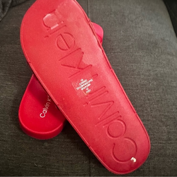 Calvin Klein Red Slide Sandals - Picture 3 of 4